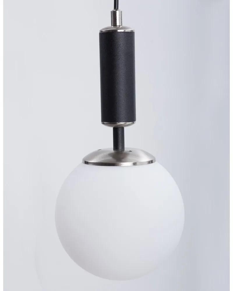 Lampada a sospensione bianca e nera con paralume in vetro ø 15 cm Hector - Squid Lighting