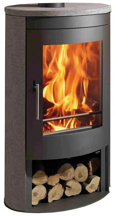 Stufa a legna PANADERO Oval 3 Stones 5 stelle Ecodesign 7.6 kW acciaio