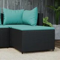 Poggiapiedi da Giardino con Cuscino in Polyrattan Nero 319804