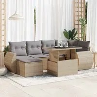 Set Divani da Giardino 7 pz con Cuscini Beige in Polyrattan 3326670