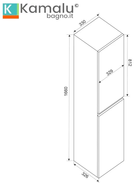 Kamalu - Composizione bagno sospesa 65 cm colore bianco opaco | LAC-EOLO-65