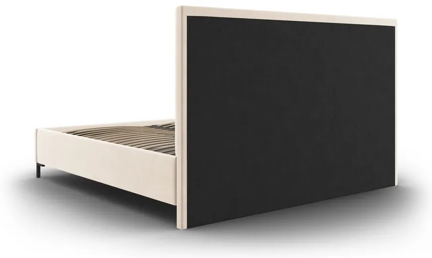 Letto matrimoniale imbottito beige con contenitore con griglia 140x200 cm Casey - Mazzini Beds