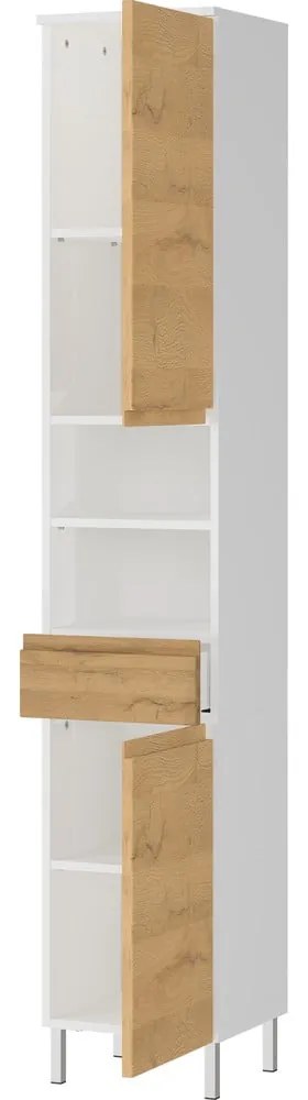 Mobile bagno alto bianco in rovere decorato 34x190 cm Torrance - Germania