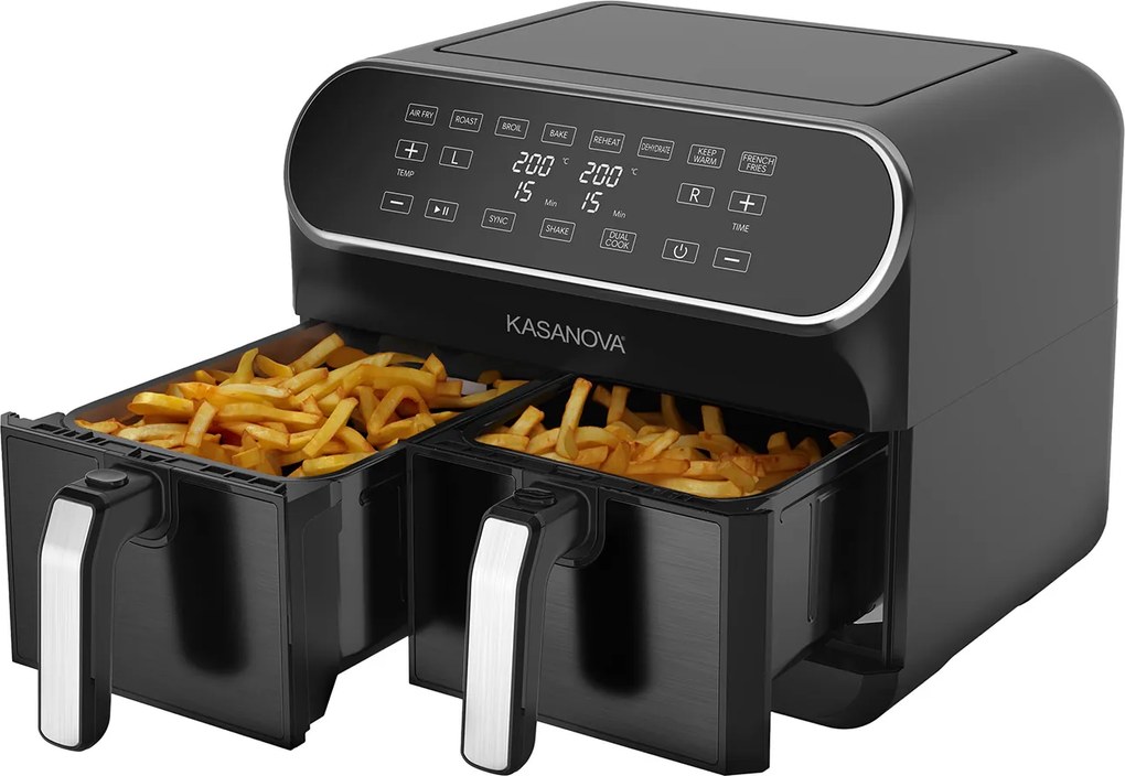 Friggitrice ad aria doppio cestello 1700 W nera