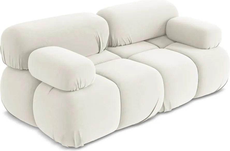 Divano componibile bianco con rivestimento in velluto 190 cm Lokua – Makamii