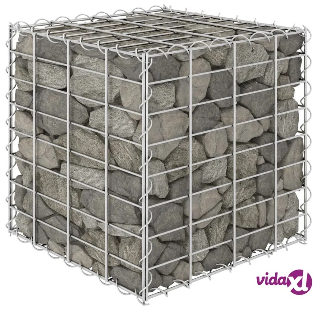 vidaXL Gabbione Letto Rialzato a Cubo in Filo di Acciaio 40x40x40 cm