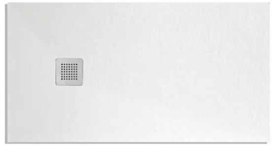 Piatto doccia in mineralmarmo 80x100 cm bianco effetto pietra con griglia e piletta sifonata