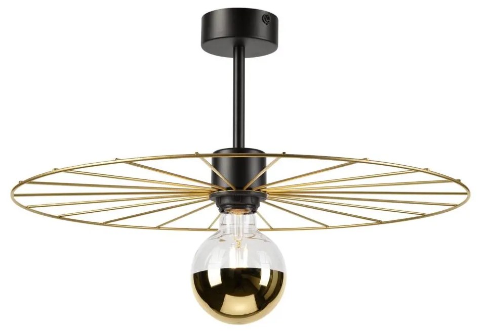 Lampadario a sospensione con supporto rigido MONTANA 1xE27/15W/230V diametro 45 cm oro/nero