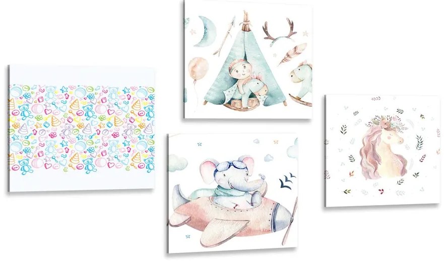 Set di quadri – Per bambini in colori pastello