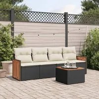 Set Divani da Giardino 5 pz con Cuscini in Polyrattan Nero 3259858