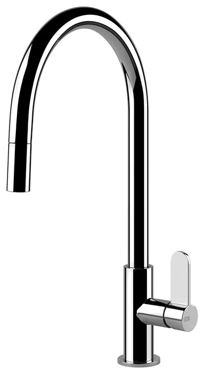 Miscelatore lavello monocomando con canna girevole e doccetta estraibile monogetto cromo helium 60077 gessi