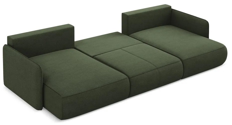 Divano angolare verde allungabile/con contenitore Nanea – Makamii