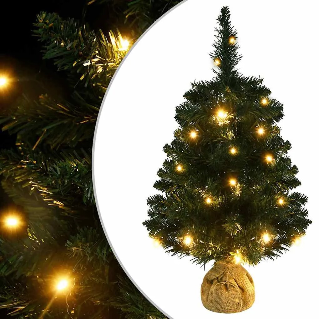 Albero Di Natale Preilluminato Con Palline Verde 60 Cm /