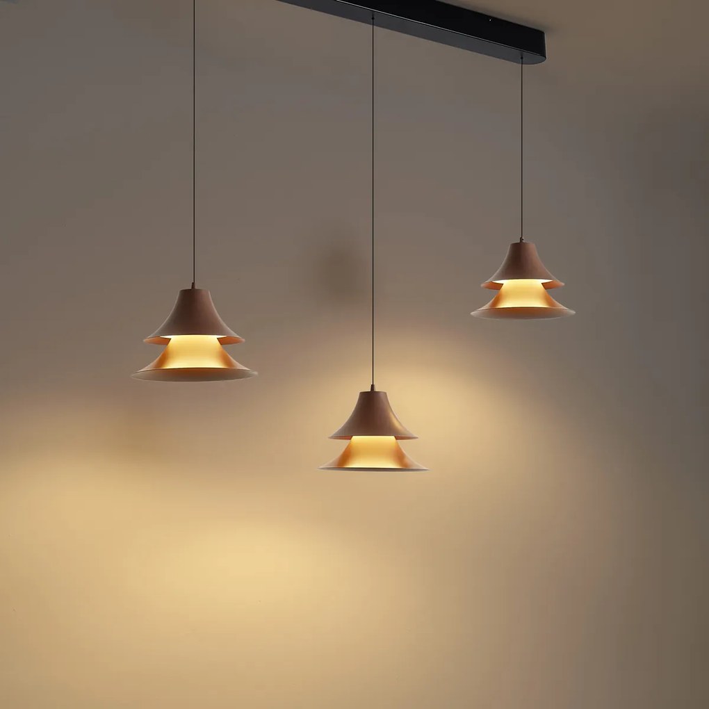 Lampada a sospensione nera con moka incl. LED dimmerabile a 3 livelli 3 luci Easylift - Witch