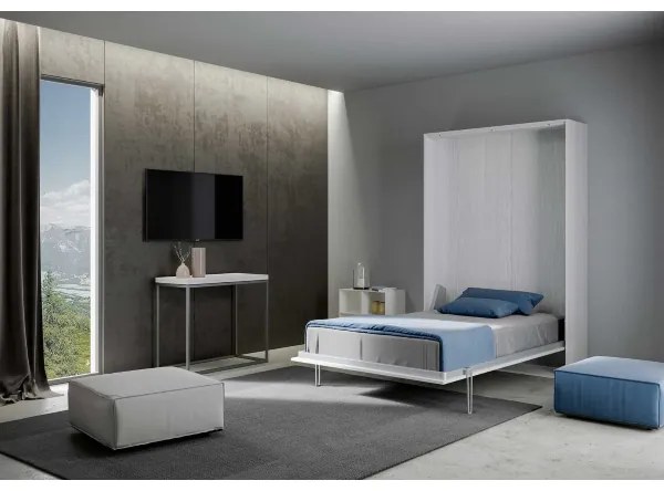 Letto a scomparsa verticale 140 cm stile francese Bianco Frassino KENTARO