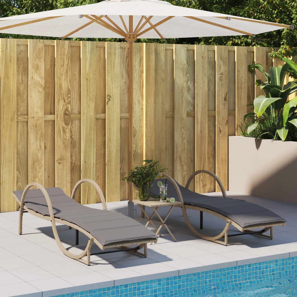 Lettini Prendisole 2 Pz Con Cuscini Beige İn Polyrattan /