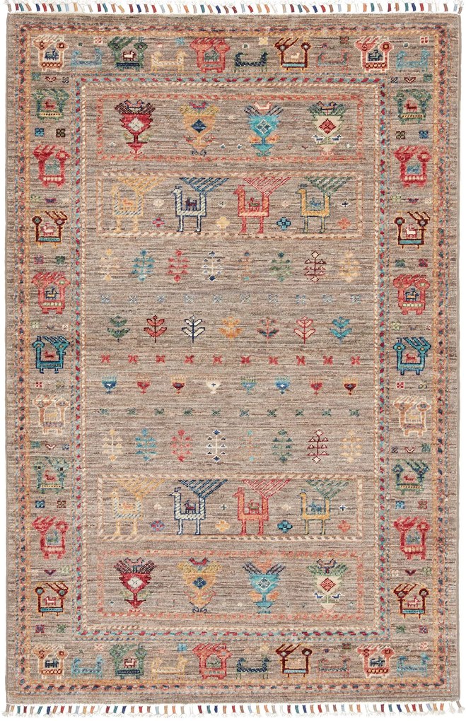 Samarkand Tappeto 100 x 150 Grigio (Pakistan) Annodato A Mano