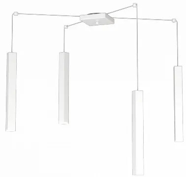 Square tube sospensione 4 luci bianco cavo cm.250 con base 1173-s4-bi