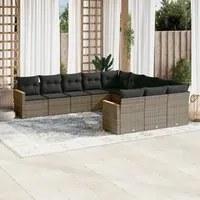 Set Divani da Giardino 11 pz con Cuscini in Polyrattan Grigio 3226431