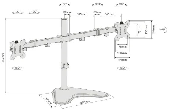 CONNECT IT CMF-3204-BK - Supporto universale per 2 monitor 13-32” nero