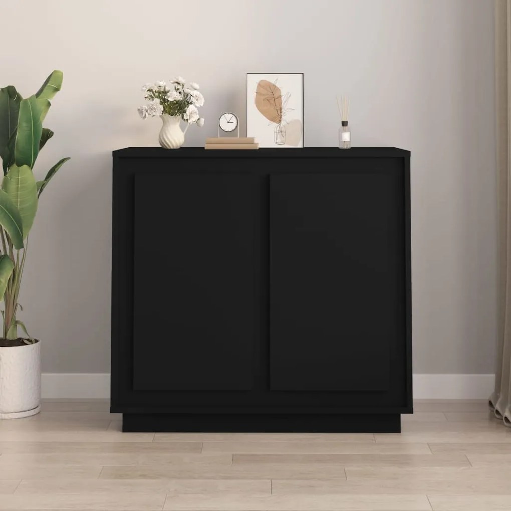 Credenza Nera 80x34x75 cm in Legno Multistrato