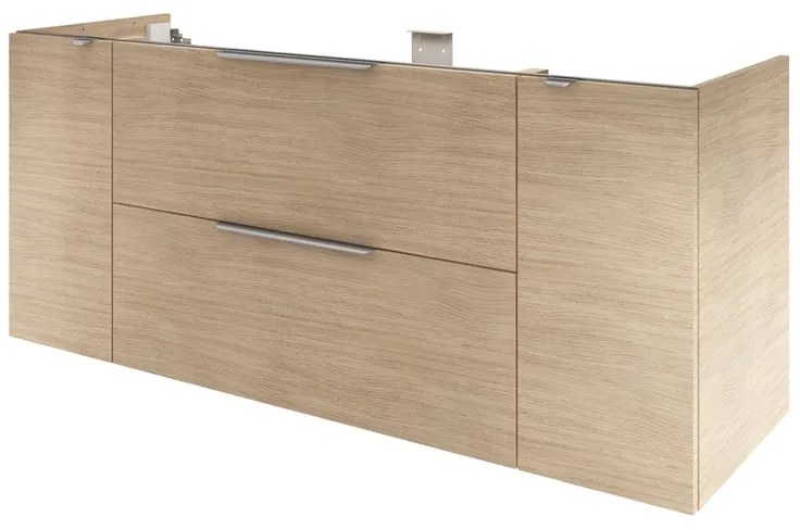 Mobile da bagno sospeso sotto lavabo L 150 x H 64 x P 48 cm rovere lucido, 2 cassetti, 2 ante SENSEA Neo Frame