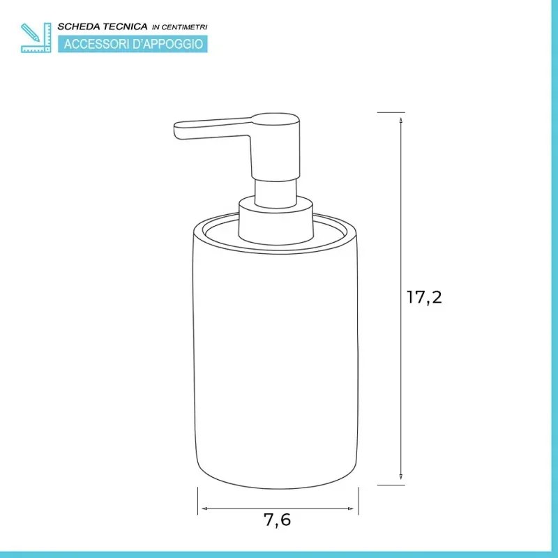 Dosasapone liquido da appoggio grigio Gedy serie Afrodite in cemento e bambù