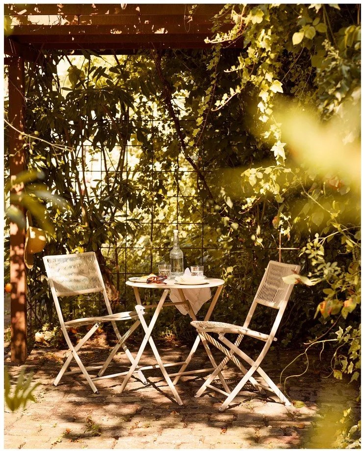 Set da pranzo da giardino beige in metallo per 2 persone Arcas – House Nordic