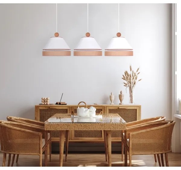 Duolla - Lampadario a sospensione con filo AVIGNON 3xE27/15W/230V bianco/marrone