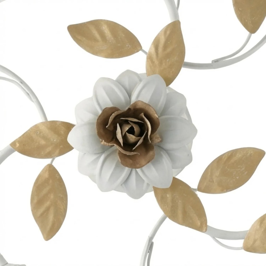 Plafoniera Arte Povera Cesto Metallo Bianco E Oro 3 Luci E14