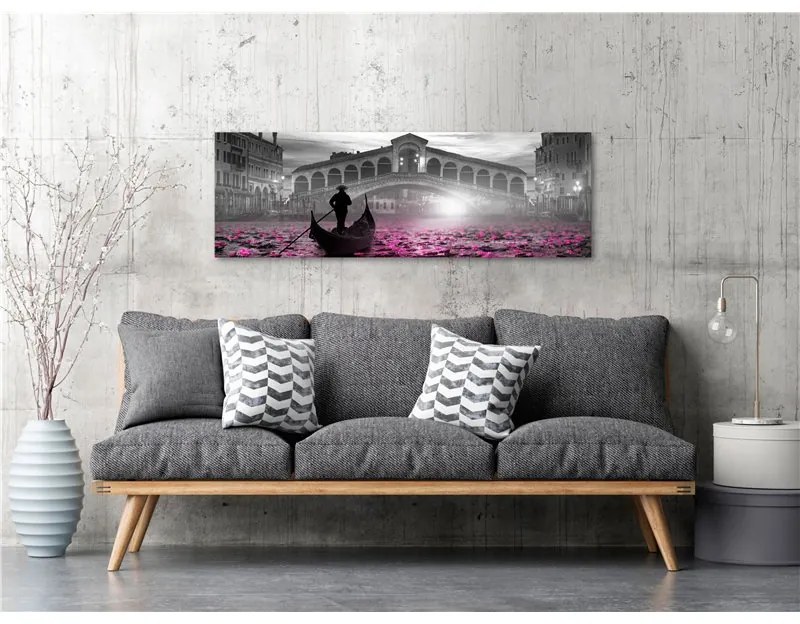 Quadro Magic Venice (1 Part) Narrow Grey  Colore Rosa, Dimensioni e Misure 120x40