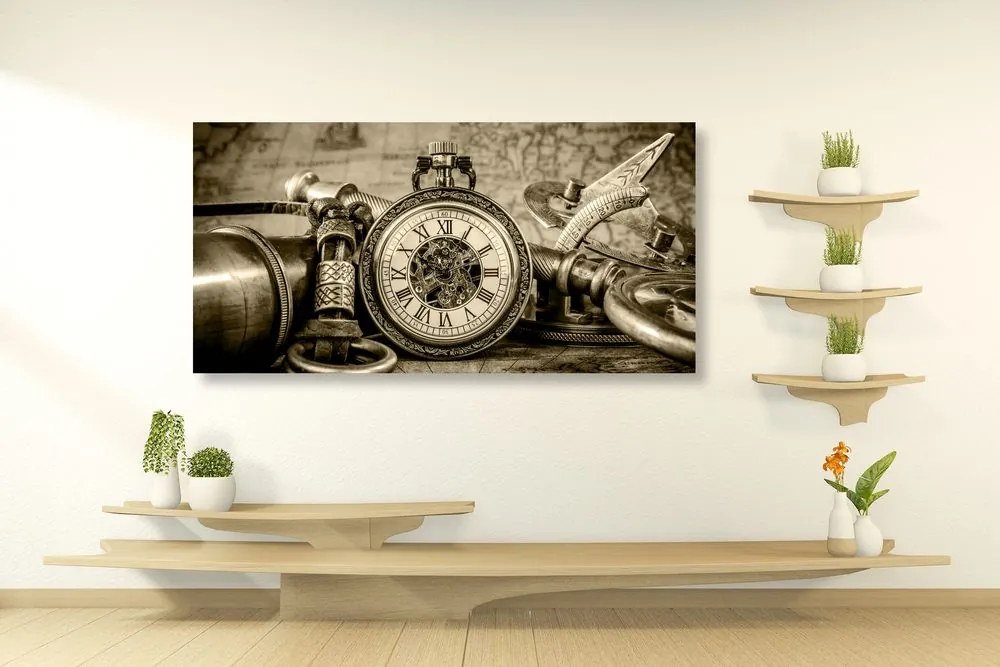 Quadro su tela – Orologi del passato in seppia