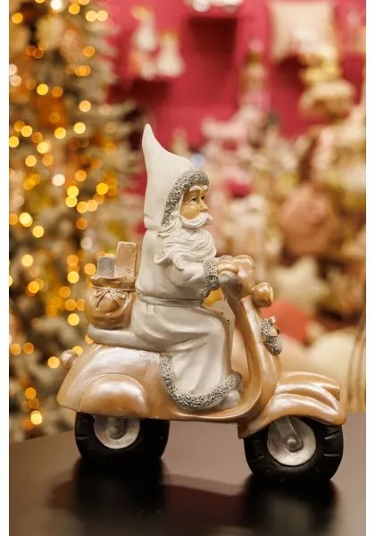 Decorazione natalizia 33 cm Babbo Natale in moto