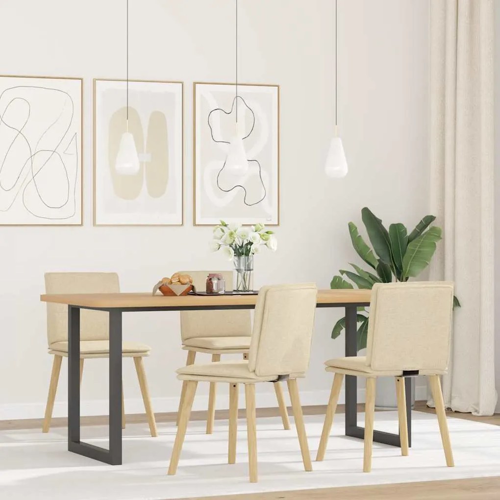 Sedie Da Pranzo 4 Pz Crema İn Tessuto /