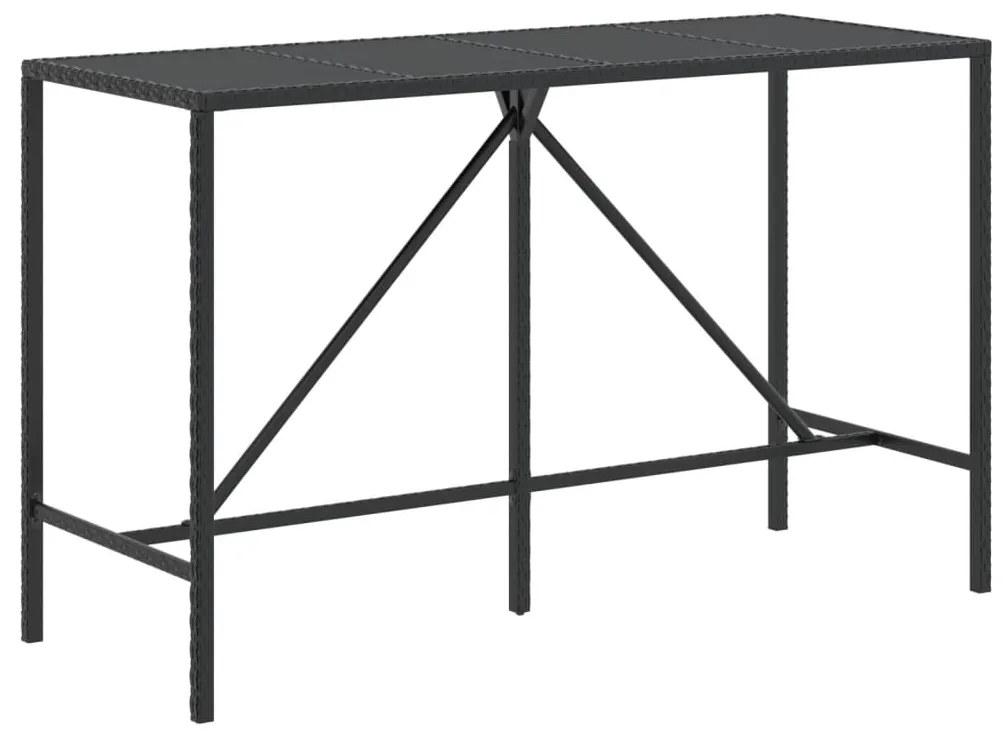 Set bar da giardino 7 pz con cuscini in polyrattan nero