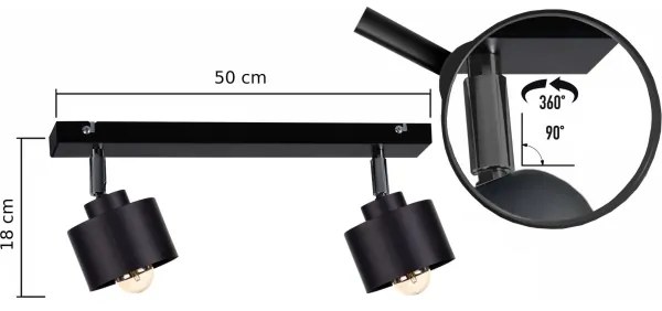 Luce Spot SIMPLY BLACK 2xE27/60W/230V