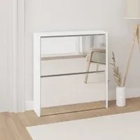 Scarpiera con Specchio a 2 Livelli Bianco lucido 63x17x67 cmcod mxl 81767