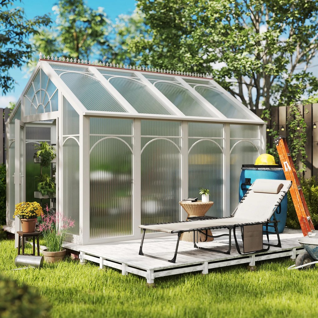Sdraio da Giardino Pieghevole 60x190x31 cm Reclinabile a 5 Livelli con Tavolino Laterale e Tasca Crema...