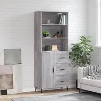 Credenza Grigio Sonoma 69,5x34x180 cm in Legno Multistrato 3189467