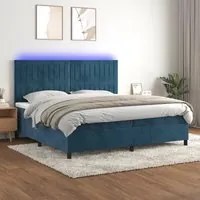 Letto a Molle con Materasso e LED Blu Scuro 200x200 cm cod mxl 55277