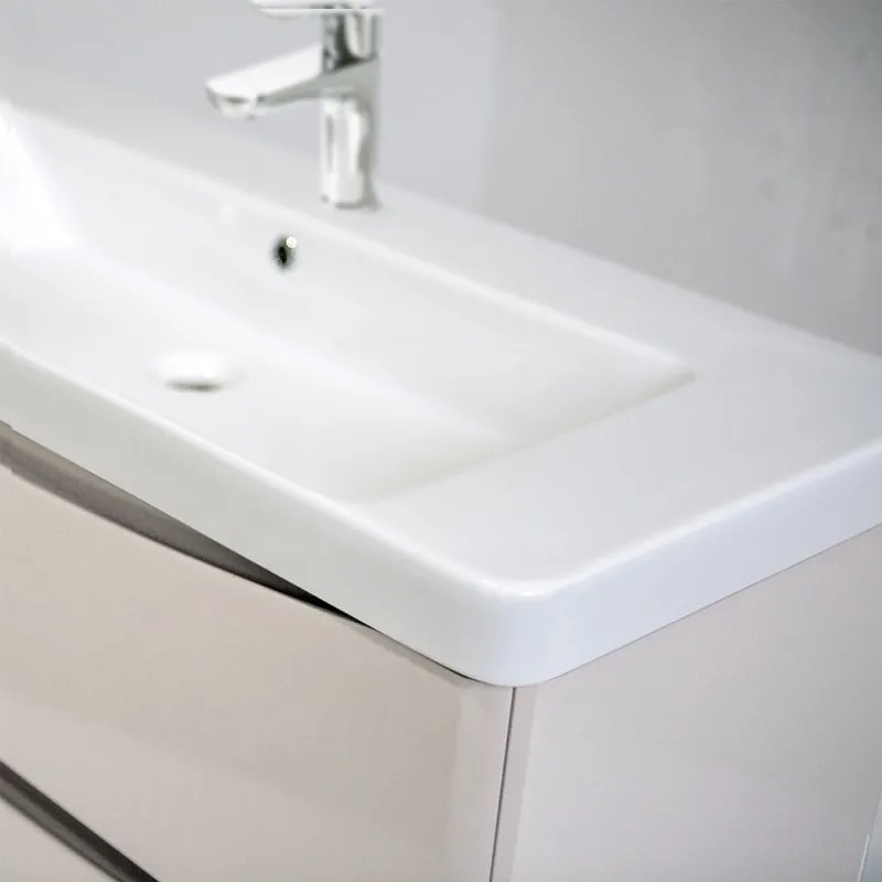 Mobile bagno sospeso 80 cm beige con specchio a filo Zen