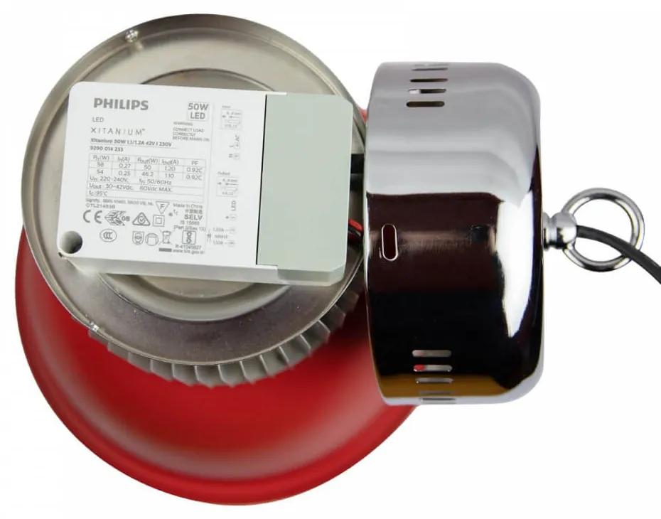 Campana LED a Sospensione 45W per Banco Carni, 110 lm/w - Philips Xitanium Colore Rosa Alimentare