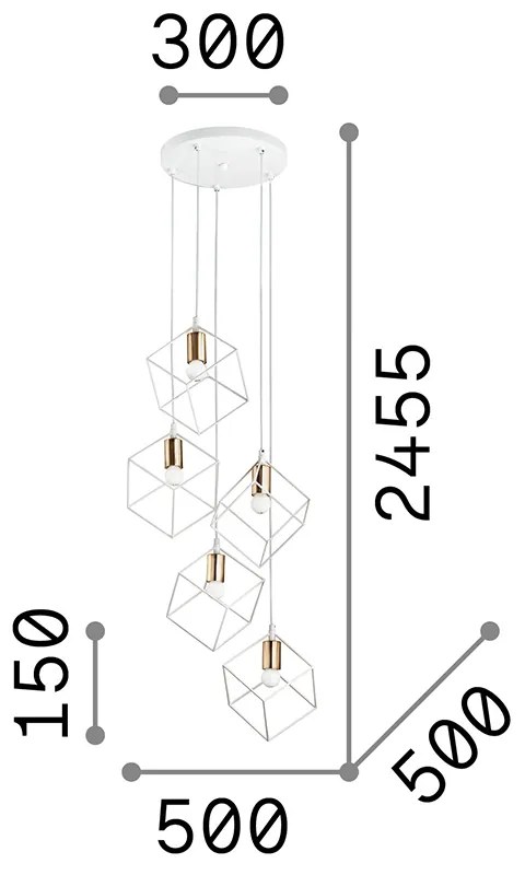 Sospensione Industrial-Minimal Ice Metallo Bianco 5 Luci E27