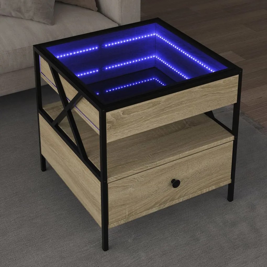 Tavolino Da Salotto Con Led Infinity Rovere Sonoma 50x50x51 Cm /