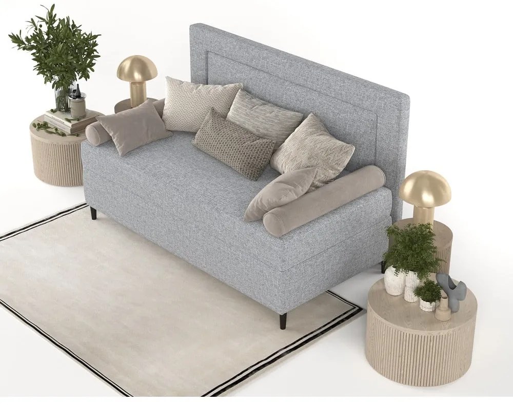 Letto singolo imbottito grigio 90x200 cm Alba - Maison de Rêve