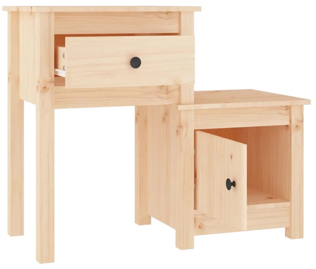 Comodini 2 pz 79,5x38x65,5 cm in legno massello di pino