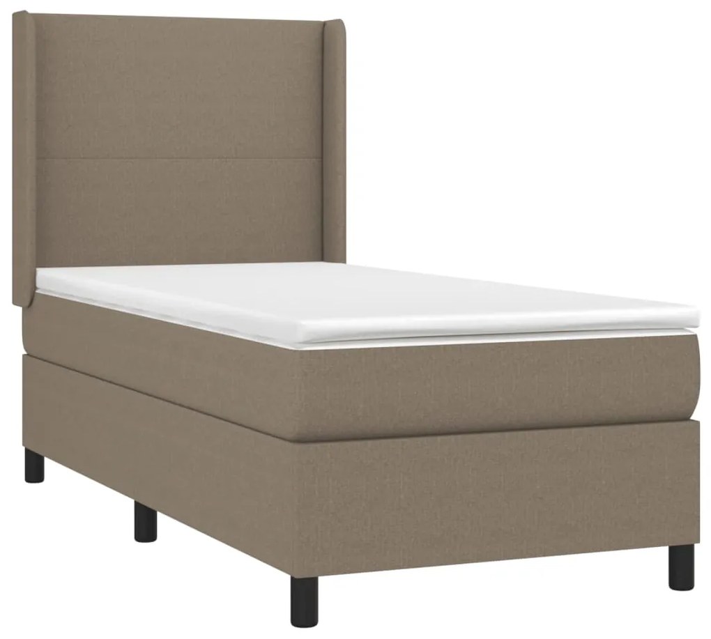 Letto a molle con materasso e led tortora 80x200 cm in tessuto