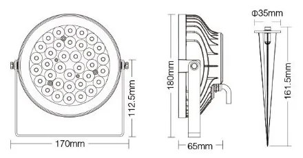 Faro RGB+CCT 25W, IP66, SMART e da Telecomando, Con doppia base Colore RGB+CCT