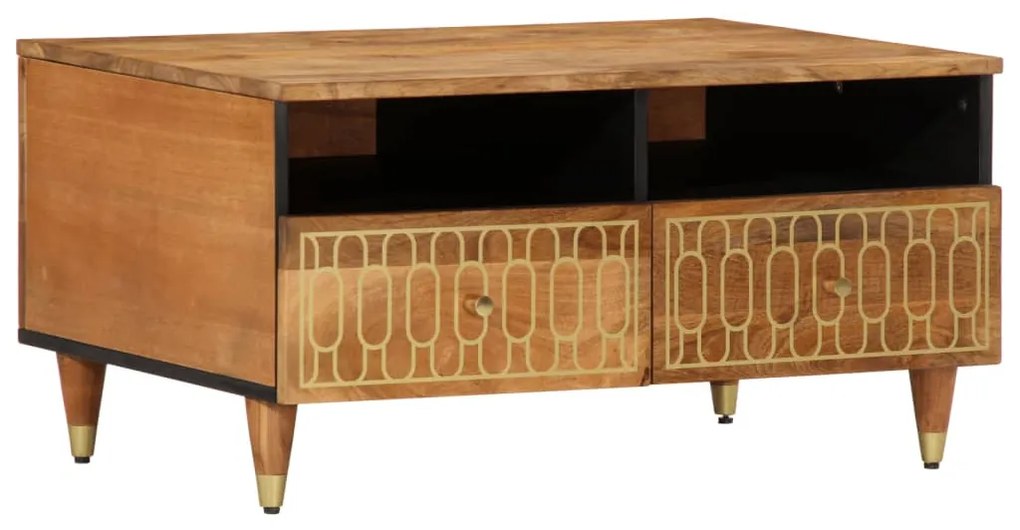 Tavolino Da Salotto 80x54x40 Cm İn Legno Massello Di Mango /