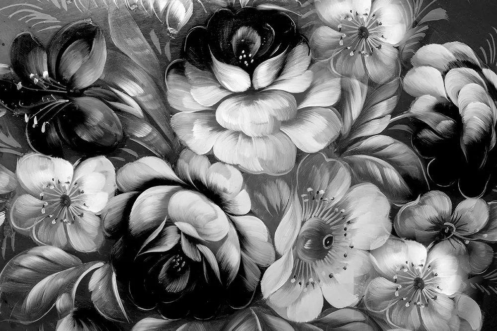 Carta da parati – Fiori in bianco e nero